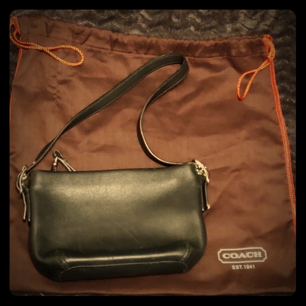Black leather Coach purse